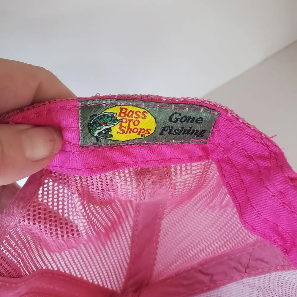 Bass Pro Shops Girls Pink Hat Outdoor Fishing Baseball Trucker Mesh Cap SnapBack
